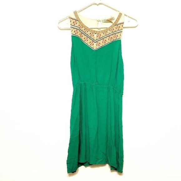 Flying Tomato Green Southwestern Print Dress Size M Embroidered Sleeveless - Picture 1 of 7